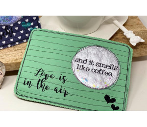 Stickserie ITH - Mug Rug Herzlinien Love is in the air